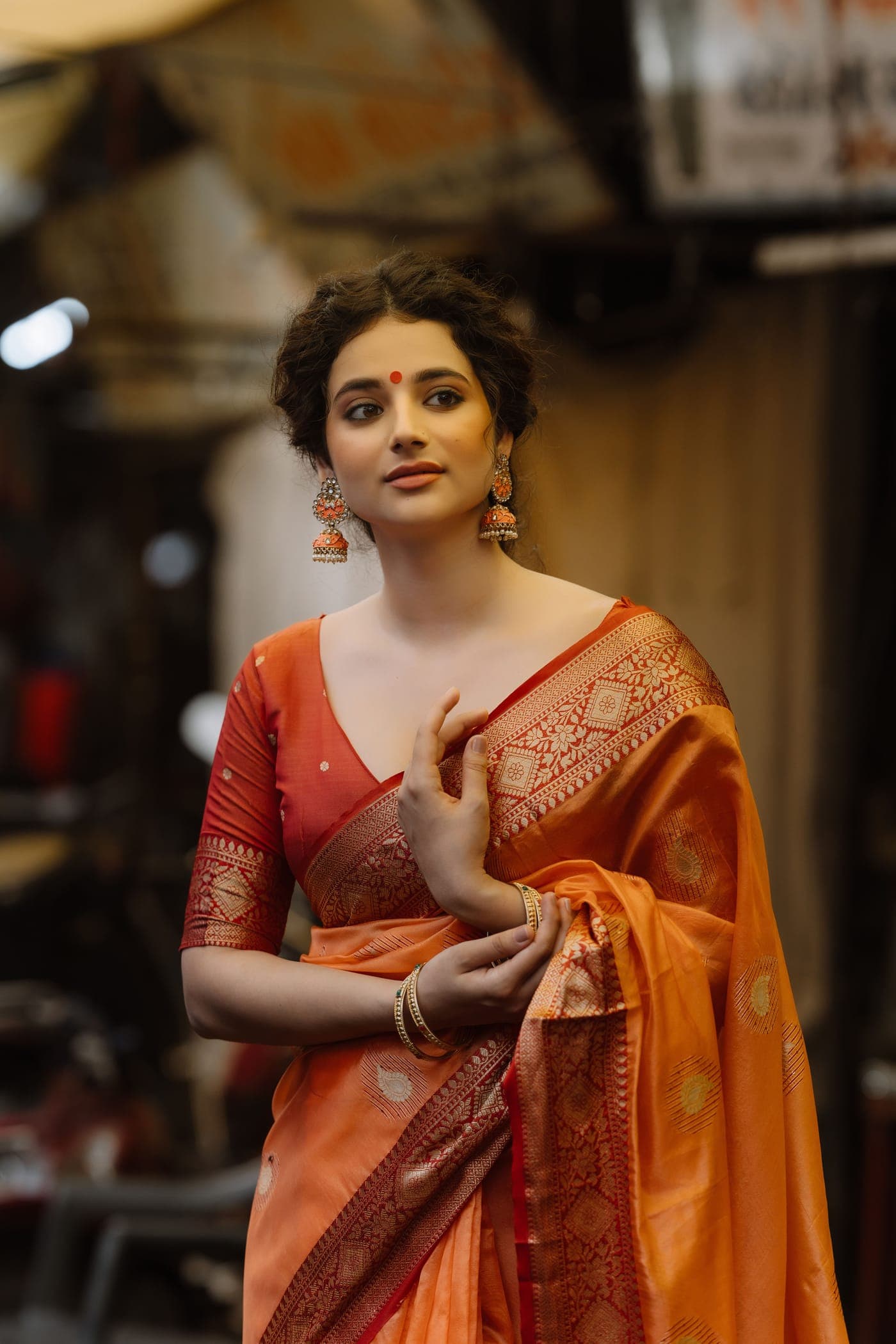 Orange Zari Silk Saree
