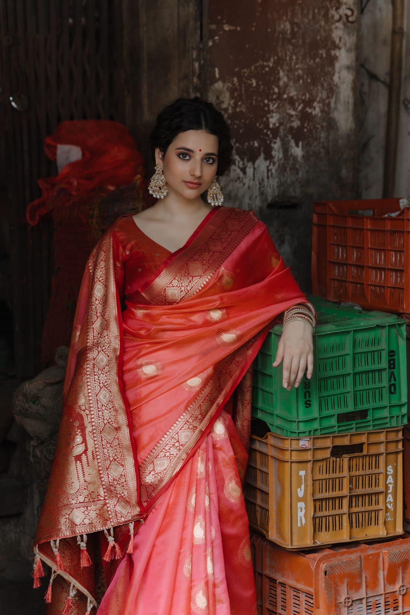 Zari Woven Silk-Blend Saree
